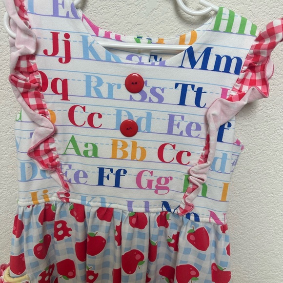 Olive Mae school rainbow Alphabet Kids Dress perfect for first day of school - Picture 3 of 7